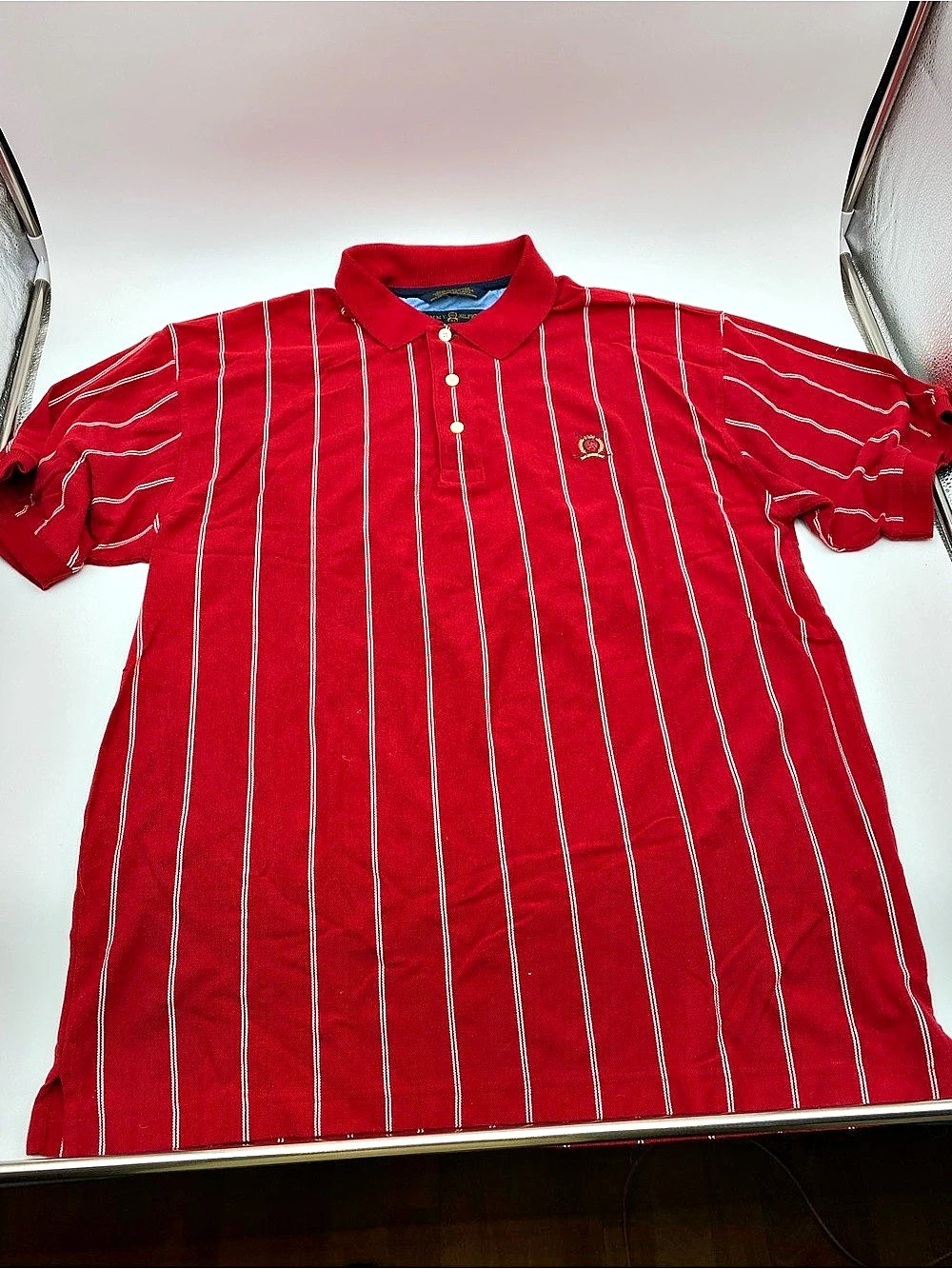 Tommy Hilfiger Golf polo Striped Polo in Red & White Size Large